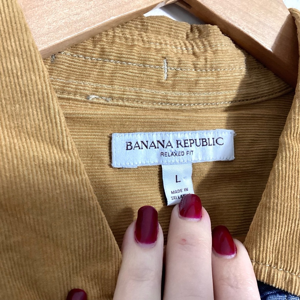 Banana Republic Relaxed Fit Corduroy Trim Chambray Shirt L - Picture 14 of 16